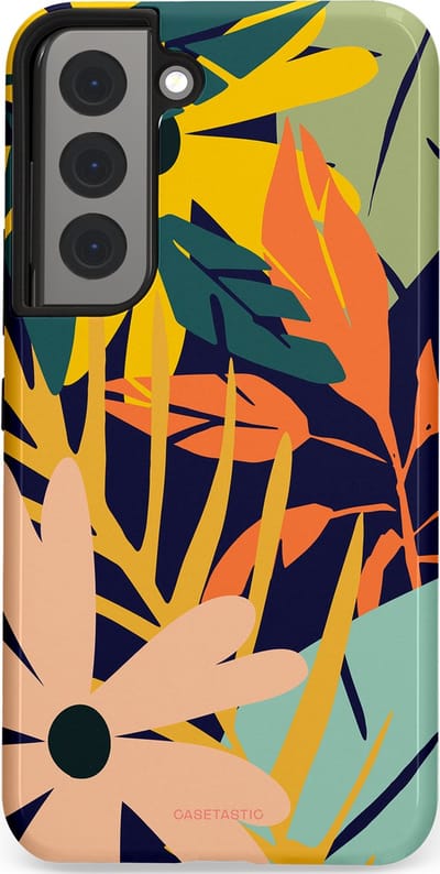 Casetastic Hoesje Geschikt voor Samsung S22 - Stijlvolle Beschermende Duo-layer Case - Ruwe bloemen