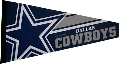 USArticlesEU - Dallas Cowboys  - NFL - Vaantje - American Football - Sportvaantje - Wimpel - Vlag - Pennant - Blauw/Zilver/Wit - 31 x 72 cm