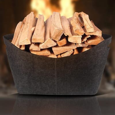 Felt Basket - Wood Bag - Haardhout Opslag - 5mm Extra Dik - XXL 60cm - Antraciet