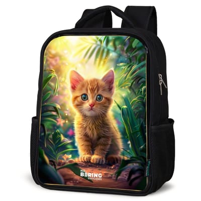 NoBoringSuitcases.com® - Rugzak zwart - Schooltas jongen & meisje - Kees kitten - Rugtas voor school - Boekentas kind - Schoolrugzak - Kinderrugzak