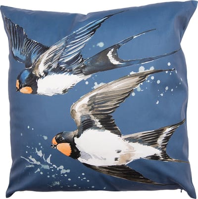 Clayre & Eef Kussenhoes 45x45 cm Blauw Wit Polyester Vogels