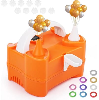 Draagbare elektrische ballonpomp van 400 W - Uitgerust met twee mondstukken - Blaast snel op - Perfect voor feesten, verjaardagen, bruiloften en kerstversieringen - Krachtige motor.