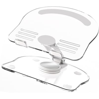 Tablet Standaard Houder 360 Graden Draaibaar Verstelbaar Opvouwbaar Acryl Transparant Desktop Tablet Houder wit