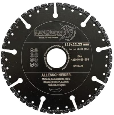 Professionele diamantdoorslijpschijf voor alle snijklussen - Ø 125 mm - Geschikt voor kunststof, hout, metaal en glas