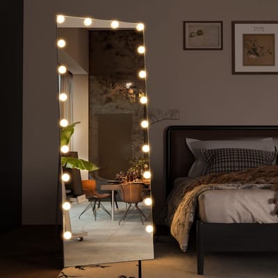 Staande Spiegel Volledige Lengte met LED Verlichting, 160x50 cm, Wandspiegel Make-up