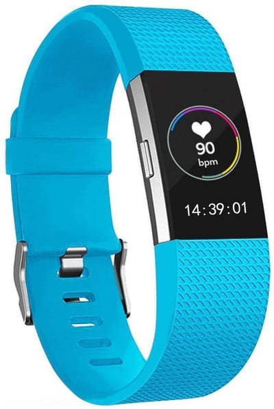 KELERINO. Siliconen polsbandje geschikt voor Fitbit Charge 2 Lichtblauw - Small