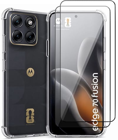 Hoesje geschikt voor Motorola Moto Edge 70 Fusion – CrystalClear Back Cover – Schokbestendig – 2 Stuks Full Cover Glas