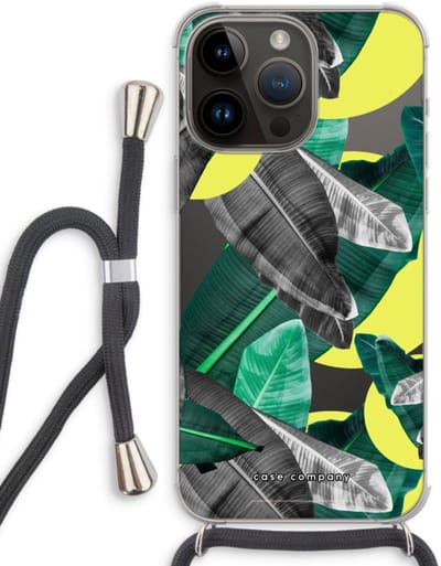 Case Company® - Hoesje met koord geschikt voor iPhone 14 Pro Max hoesje met Koord - Fantasie jungle - Telefoonhoesje met Zwart Koord - Bescherming aan alle Kanten en Over de Schermrand