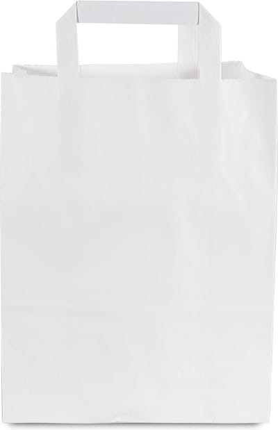 Papieren draagtassen - 250 stuks - kraftpapieren zakjes - wit - handvat - cadeauzakjes - 22+10 x 28 cm