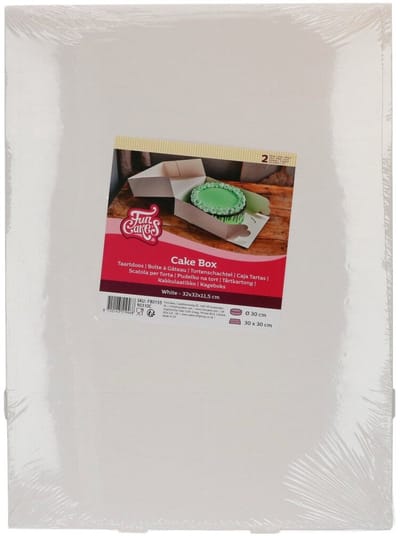 FunCakes Taartdoos Karton - Vierkant - Wit - 32x32x11,5 cm - 2 Stuks - Cakedoos
