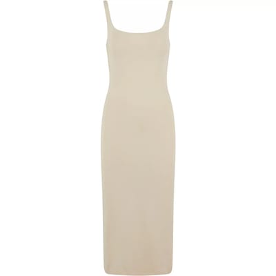 Urban Classics - Basic Long Cotton Jersey Kokerjurk - XS - Creme