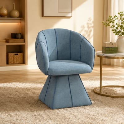 Fauteuil - Draaistoel - Omhullende armleuning - Ergonomisch ontwerp - Alles-in-één-ontwerp - Met hoge rugleuning - Modern design - Chenille - Geschikt voor de woonkamer, slaapkamer, zitkamer en showroom - Blauw