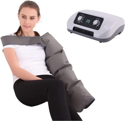 Luchtcompressie Massager - Been & Voet - Spierontspanning Bevorderen - Lymfedrainage Technologie - Verstelbare Banden - Grijs