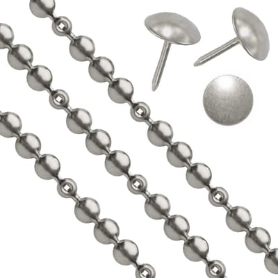 10 METERS VAN UPHOLSTERY NAIL STUD STRIPS NICKEL PLATED FINSH INCULDING NAILS VOOR SOFA, SETTEE OF CHAIR