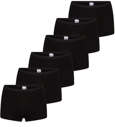 Beeren 6-pack Comfort dames boxershort katoen - Voordeelverpakking - Aanbieding - Multipack - Zwart / S