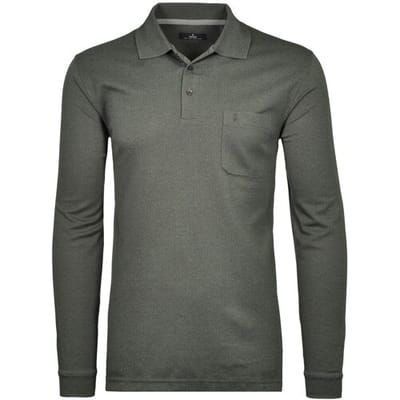 Ragman Polo Softknit Easy Care Mini Jacquard Design Grijs Melange / male