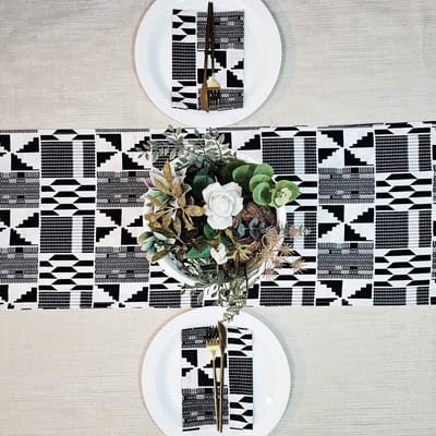 Tafelloper 160x35cm met Servetten Set van 8 | Gemaakt van 100% Afrikaanse Print Stof