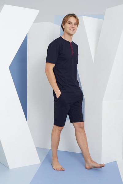 T-Shirt & Shorts Set Elton / Donker blauw / maat 4XL / 100% Katoen