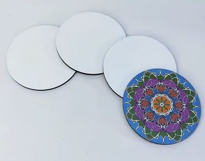 Sublimatie Onderzetter Voor Glazen Met Kurk Onderkant 10x10 cm Rond - Geschikt Voor Sublimatiedruk Warmtepers - Doe Het Zelf Onderzetter Met Eigen Foto Of Opdruk - Smartphonica
