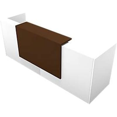 Balie Spezia, recht, B 2860 x D 880 x H 1130 mm, wit/leder bruin