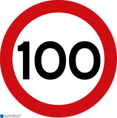 Simbol - Stickers 100 km - Maximaal 100 km/u - Duurzame Kwaliteit - Formaat ø 15 cm.