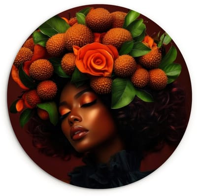 WallCircle® Wandcirkel 120x120 cm - Muurcirkel Vrouw - lychee - exotisch - Muurdecoratie woonkamer - Wanddecoratie slaapkamer - Kamer decoratie accessoires - Ronde schilderijen XXL