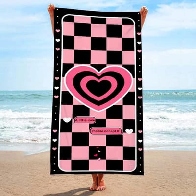 Serviette de plage à carreaux noirs et blancs créative Microfibre Séchage rapide Bain Serviettes colorées Douce Légère Pour adultes enfants 50x100cm(20x40in)