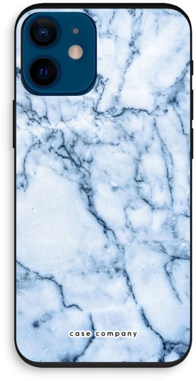 Case Company® - Hoesje geschikt voor iPhone 12 mini hoesje - Blauw marmer - Biologisch Afbreekbaar Telefoonhoesje - Bescherming alle Kanten en Schermrand