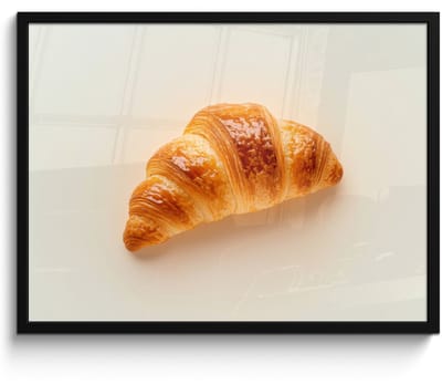 Fotolijst inclusief poster - Posterlijst 70x50 cm - Posters - Croissant - Brood - Beige - Foto in lijst - Keuken decoratie muur - Wanddecoratie accessoires - Muurdecoratie - Schilderijen