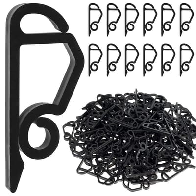 QTTVBTNA - Plastic lichtclip - 100 stuks - kerstlicht hangers - voor hangende decoratieve lichtslingers - Kerstmis - Vakantiedecoraties - Zwart - 5x2cm