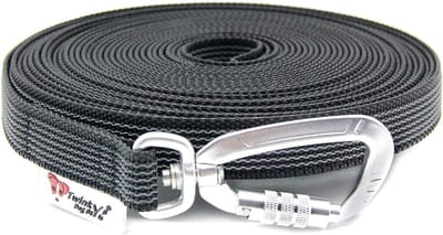 Hondenriem met veiligheidskarabijnhaak en polsband, tot 50 kg, 40 meter, zwart