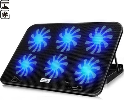 Actania Laptop Cooler - Laptop Koeler - Cooling Pad - Laptop Cooling Pad - Laptop Ventilator - Laptop Standaard Verstelbaar - Laptopverhoger - Ergonomisch - Zwart