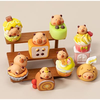 8 pièces/Ensemble Figurine Capybara de Dessin Animé Animaux Figurine Mini Kapibare Figurines d'Action Jouet Décoration de Maison Fans Cadeaux d'Anniversaire yellow