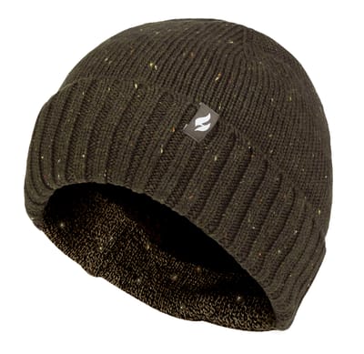 Heren Thermische Chunky Beanie Hoed | Heat Holders | Heatweaver Fleece Voering - Zwart
