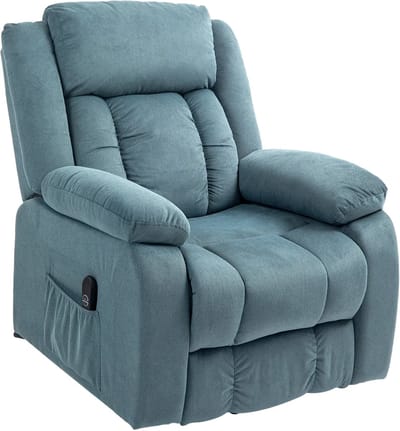 Massagestoel - Relaxfauteuil - Zetel - Sta op stoel elektrisch - Stof - 1 persoons - Met armleuning - Zeer comfortabel - Elektrisch - Blauw