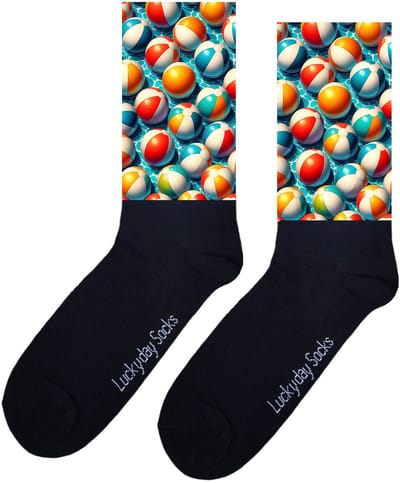 LuckyDay Socks - Strandballen - Grappige Cadeaus voor Dames en Heren - Verjaardags cadeau vrouw en man - Vrolijke sokken - Valentijns cadeau - Grappige sokken - Leuke sokken - Leuke dames en heren sokken - Maat 37-44