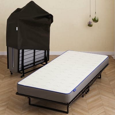 Best Life Opklapbed 90x200 - Logeerbed Inklapbaar - Vouwbed met Matras - 1 Persoons - Plooibed - Incl. Opberghoes