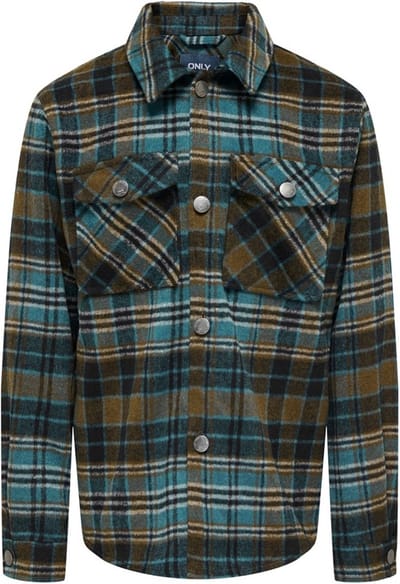 ONLY kids jongens blouse NEWNIALL CHECK SHACKET Dark Earth Storm Blue/Black/Pumice Stone