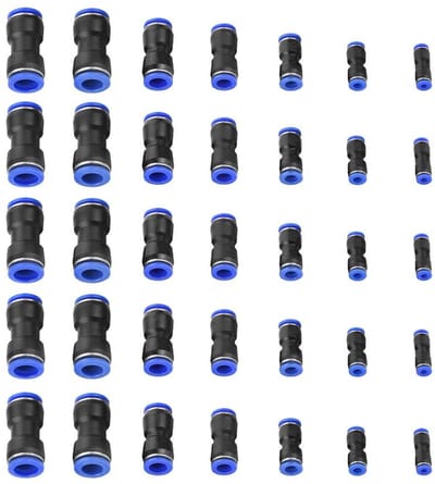 Dailygoods- Rechte Connector OD 4/6/8/10/12/14/16mm - Pneumatische Snelkoppeling - Luchtdruk Aansluiting - Gereedschapsloos Ontkoppelen - Veilig en Betrouwbaar - 360 Graden Draaibaar