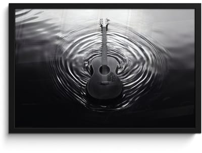 Poster in lijst - Fotolijst 60x40 cm - Posters - Gitaar - Hout - Water - Posterlijst zwart - Decoratie - Wanddecoratie woonkamer - Muurdecoratie slaapkamer
