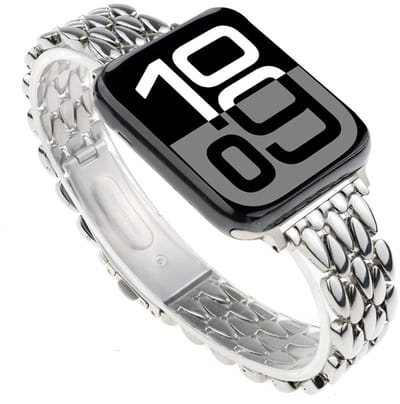 RVS bandje met druppel patroon - geschikt voor Apple Watch 1/2/3/4/5/6/7/8/9/10/11/ SE (1,2,3) met maat 38 mm / 40 mm / 41 mm en 42 mm (Watch 10/11) - stalen band - zilver