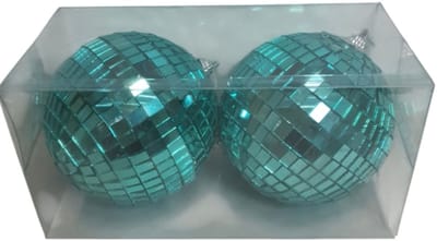 Mica Decorations Spiegelbal/ discobal groen ,D10cm Set van 2