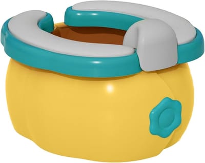 Draagbare toiletbril kinderen - Potjesstoel reizen - Zindelijkheidstraining thuis - Pompoenvormig ontwerp - 28 x 24 x 16.5 cm - Geel