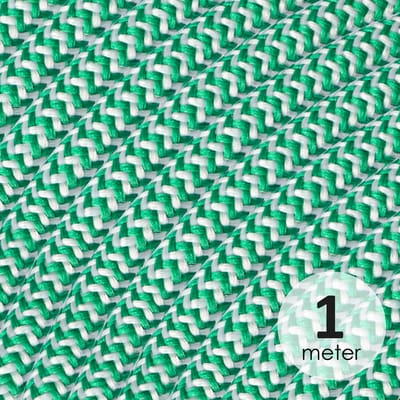 Home Sweet Home - Strijkijzersnoer Groen/Wit - stof - bestel per meter - elektriciteitssnoer 3 aderig - textielkabel 3x0.75m² - VDE gekeurd