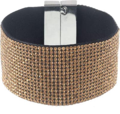 Behave Armband van imitatie suede met steentjes