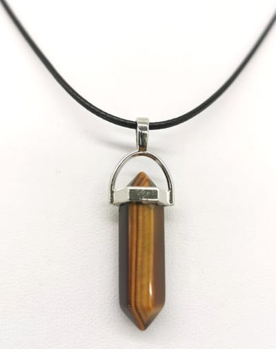 Edelsteen - Tijgeroog - Obelisk Hanger met - gratis - zwart - wax koord Ketting - 40cm + 5cm Verstelbaar - Alle kinderen hebben een natuurlijke aantrekkingskracht op edelstenen.