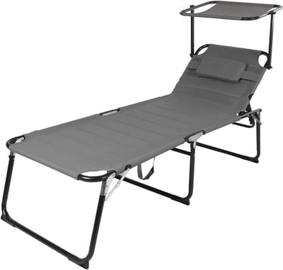 Inklapbare ligstoel - Lounge stoel - Ontspannen in tuin - XXL formaat met kussen - L200xB70cm - Antraciet