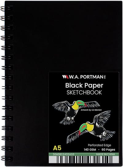 A5 Schetsboek met Zwart Papier - 60 Pagina's Zwart Tekenpapier voor Tekenen en Kalligrafie