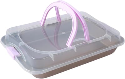 Rechthoekige Taartvorm - Bakvorm met Deksel - Taarten Vervoeren - Antiaanbaklaag Ovenvast - 25x10x10 cm