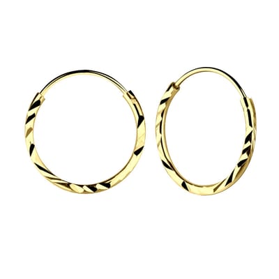 Joy|S - Zilveren oorringen 18 mm - diamond cut - gold plated